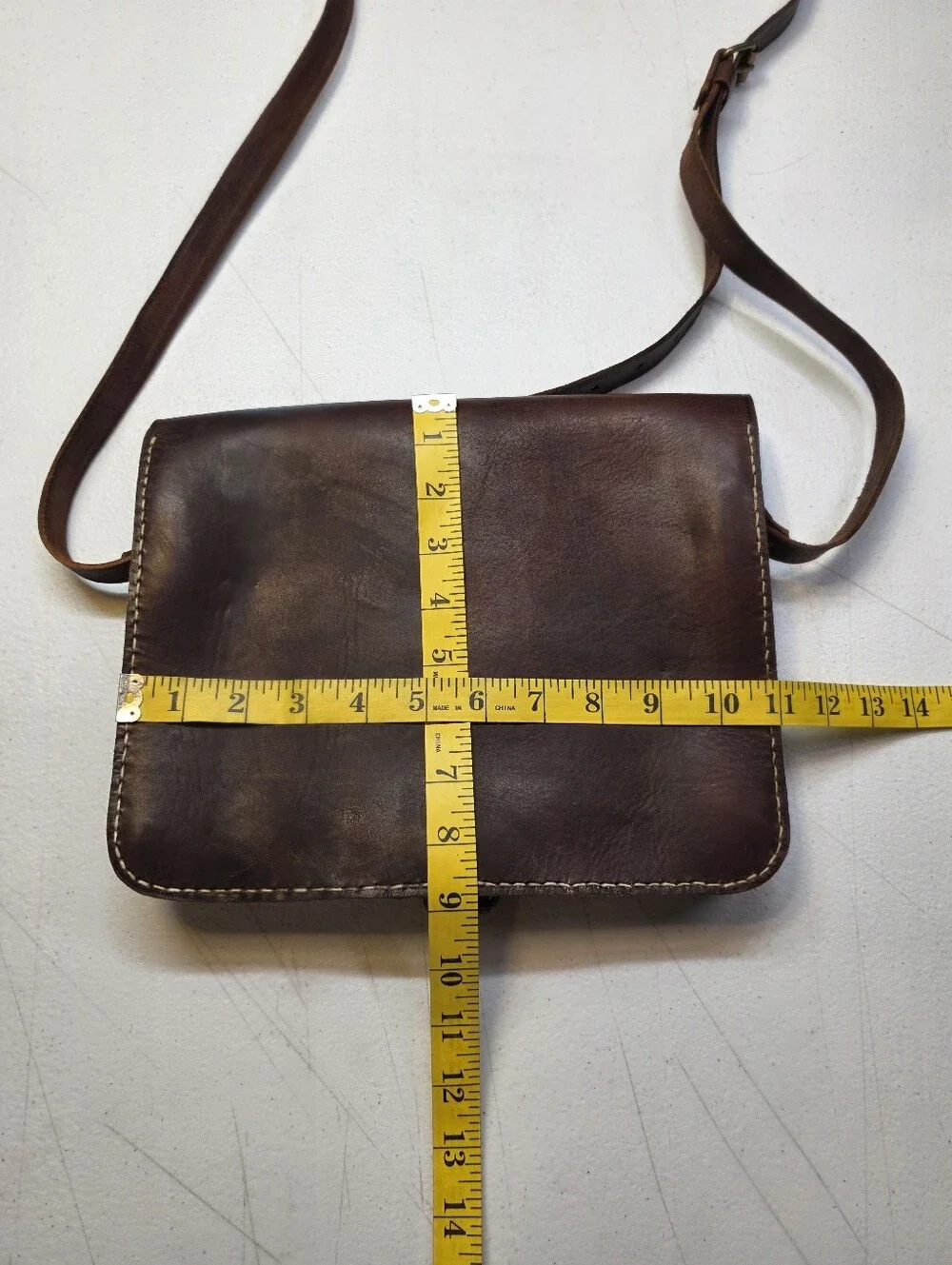 Handmade Vintage Brown Leather Crossbody Messenger Bag